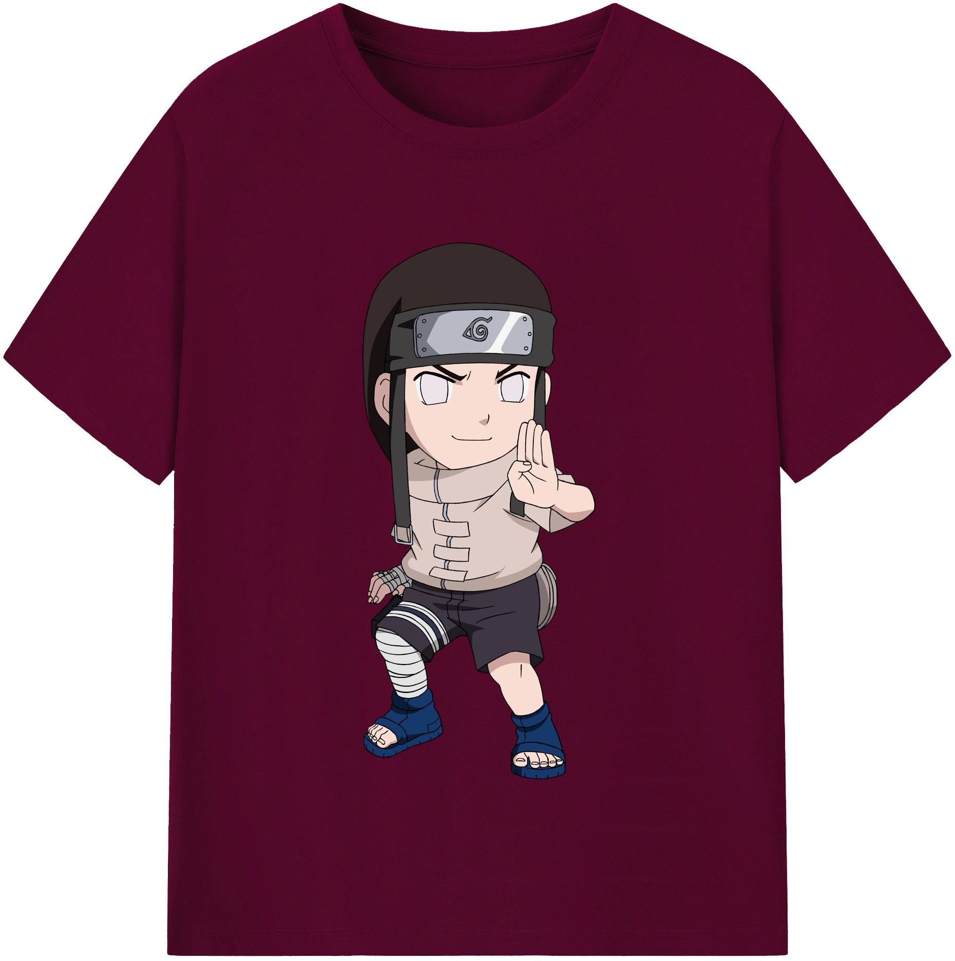 （画像用） NARUTO -ナルト- 日向ネジ Hyūga Neji レディースカジュアルプリントTシャツ（綿100％）